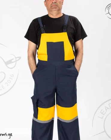 ლურჯ-ყვითელი სამუშაო კომბინეზონი სრული ხედი
