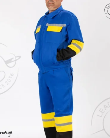 ლურჯი ამრეკლავი სამუშაო კომბინიზონი წინა ხედი