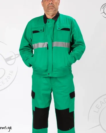 ნაცრისფერი სამუშაო კომბინიზონი უკანა ხედი