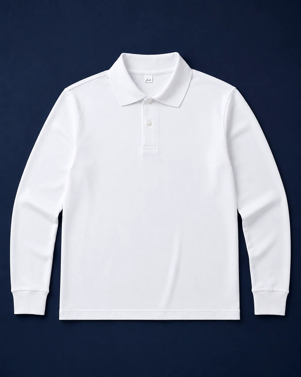School uniform white polo shirt, long-sleeve