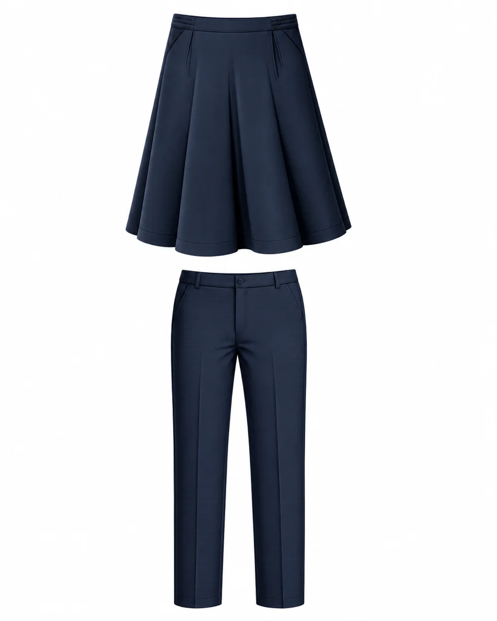 School uniform blue skirt and trousers, gabardine fabric